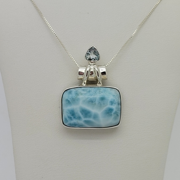Larimar, Blue Topaz Pendant - Picture 2 of 4